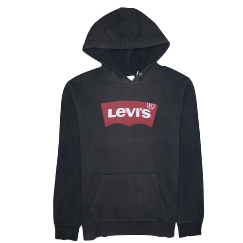 Levi's Womens Black L Pullover Hoodie Logo Cotton Sweatshirt