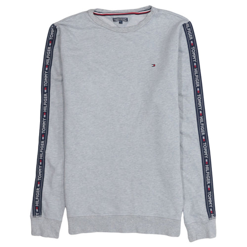 Tommy Hilfiger Men's Grey Crew Neck Logo Tape Sweatshirt L