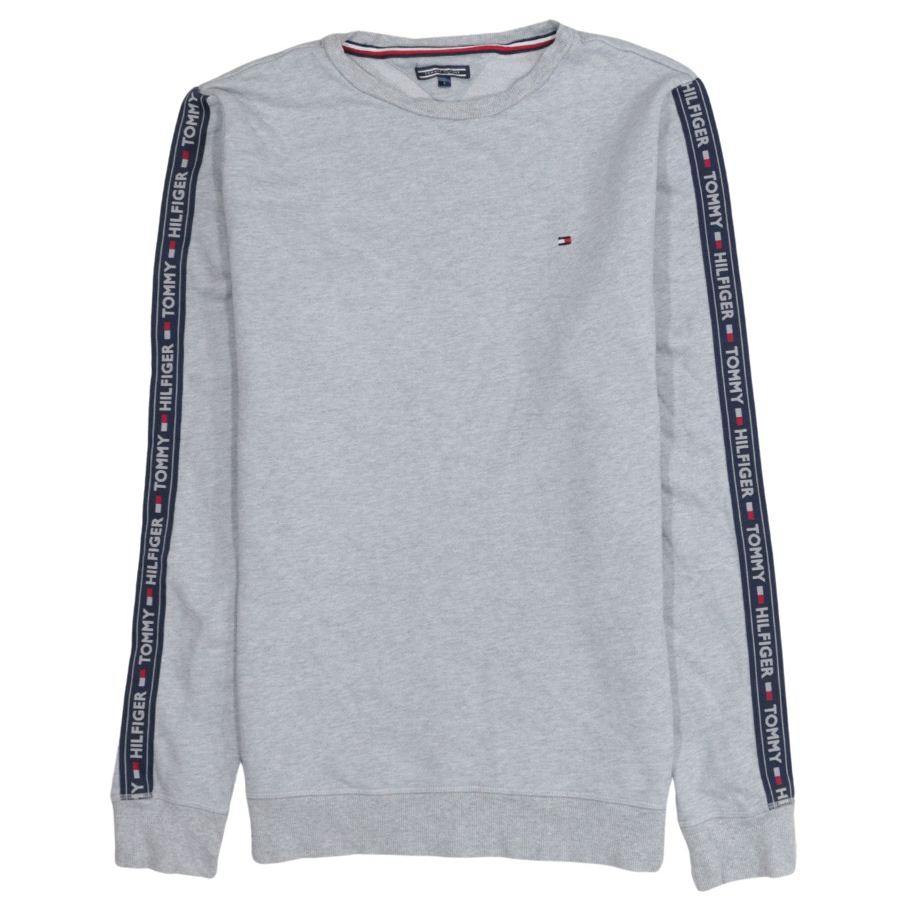 Tommy Hilfiger Men's Grey Crew Neck Logo Tape Sweatshirt L