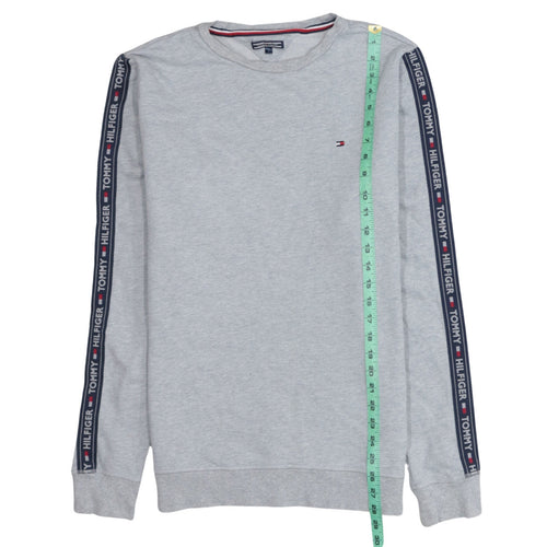 Tommy Hilfiger Men's Grey Crew Neck Logo Tape Sweatshirt L