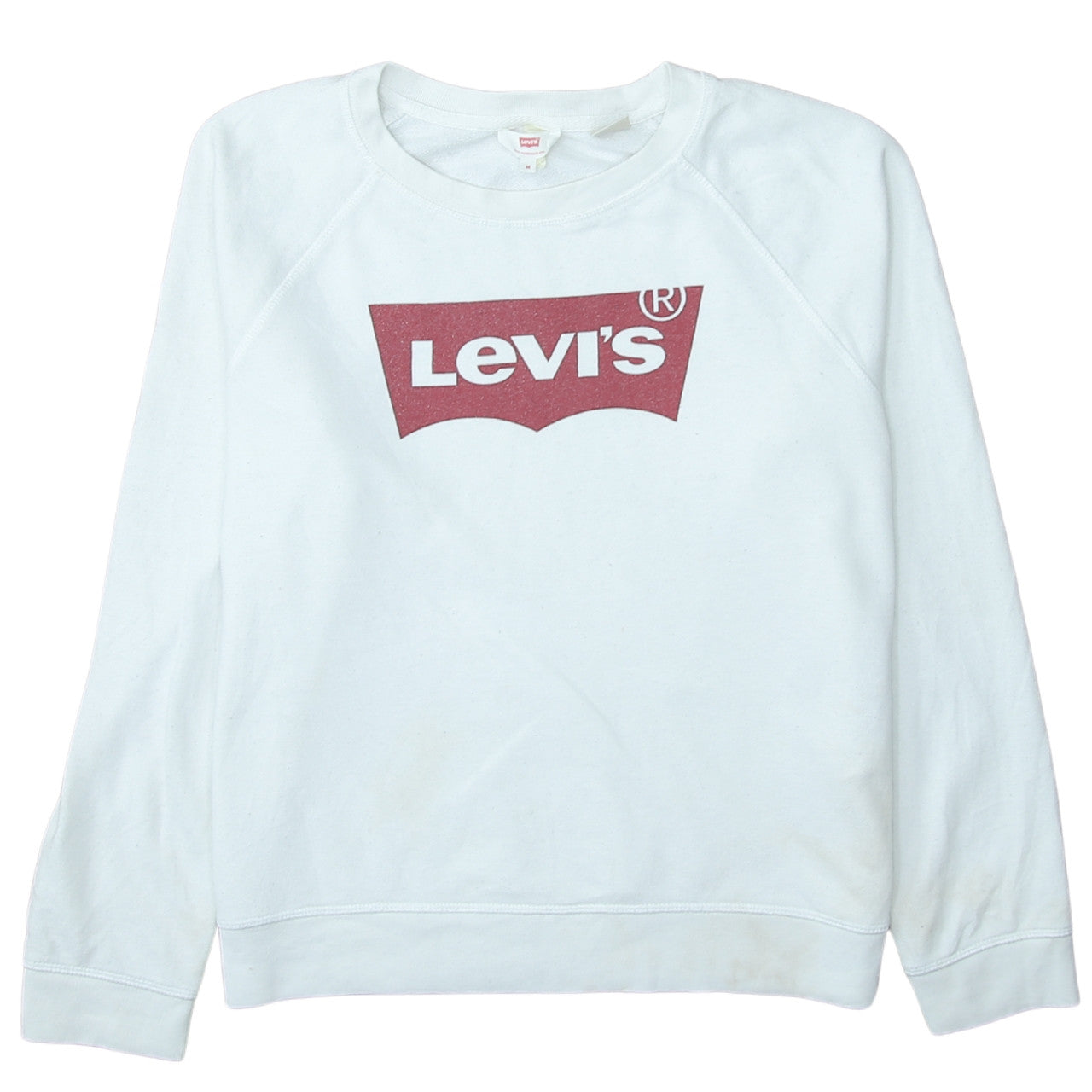 Levi's Women White Logo Crew Neck Pullover Sweatshirt Size M