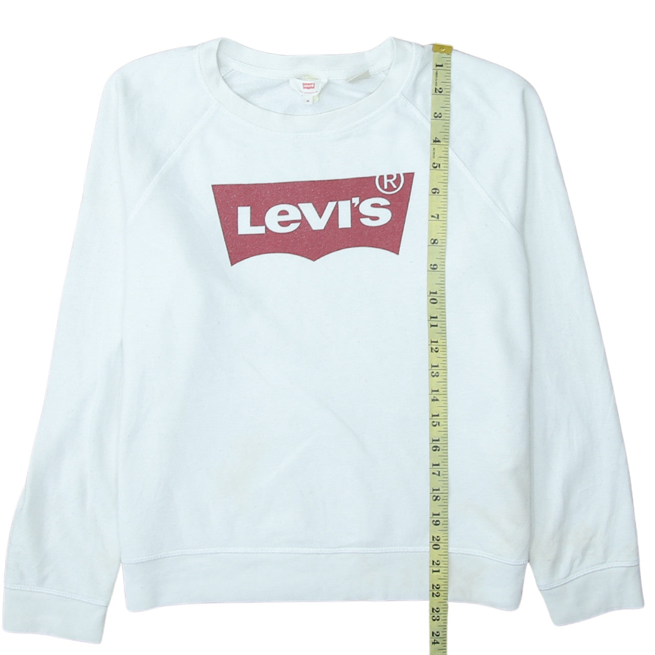 Levi's Women White Logo Crew Neck Pullover Sweatshirt Size M