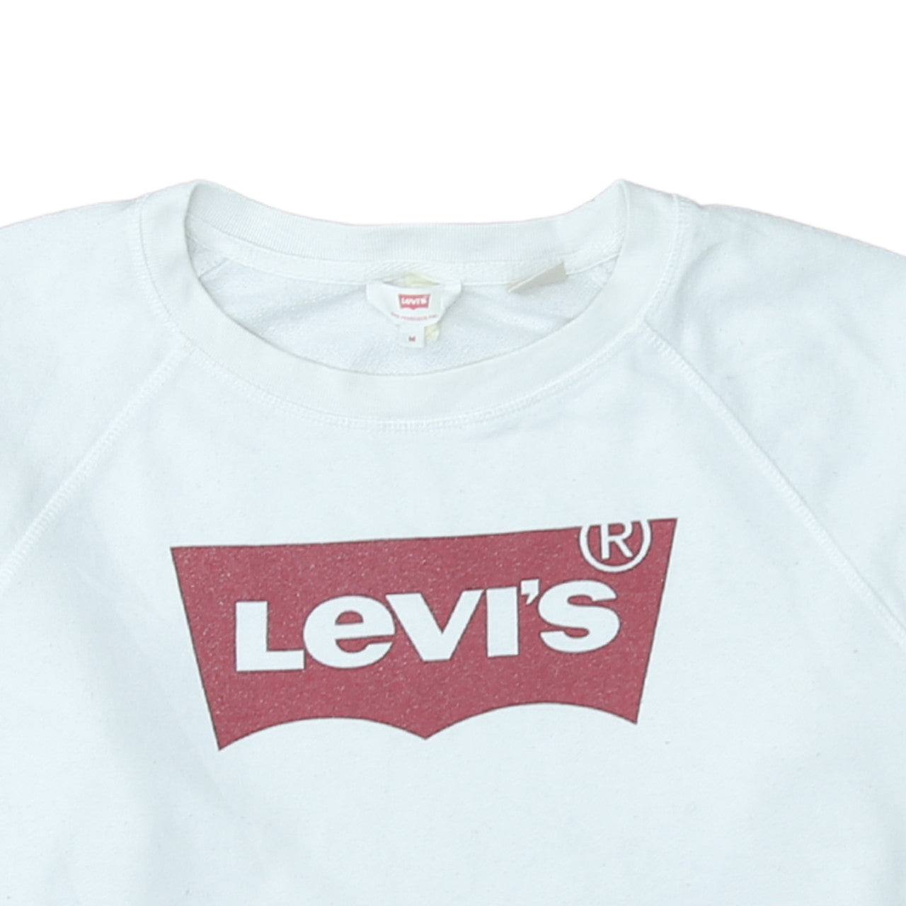 Levi's Women White Logo Crew Neck Pullover Sweatshirt Size M