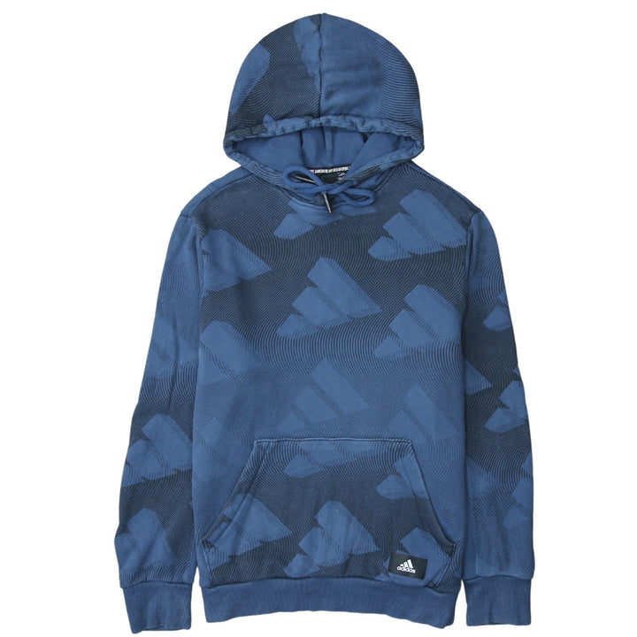 Adidas Men's Blue Pullover Hoodie Size L Sports Logo Sweatshirt