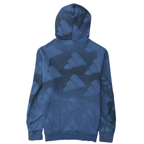 Adidas Men's Blue Pullover Hoodie Size L Sports Logo Sweatshirt
