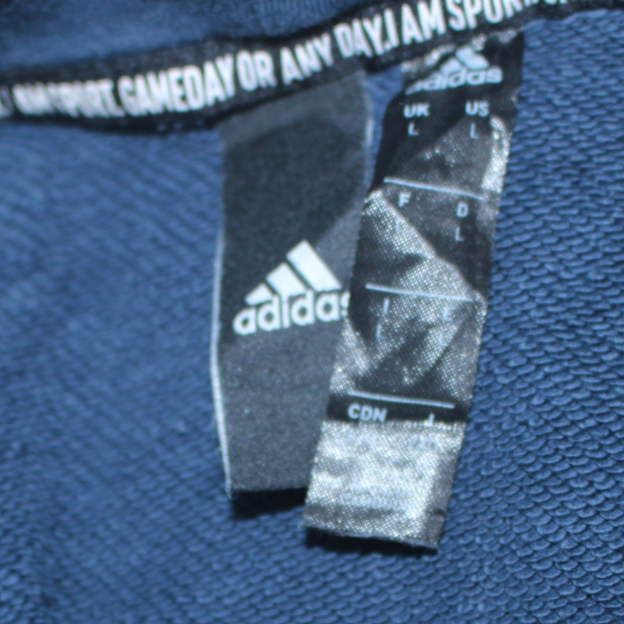 Adidas Men's Blue Pullover Hoodie Size L Sports Logo Sweatshirt