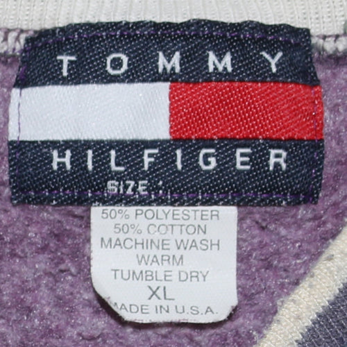 Tommy Hilfiger Women Burgundy XL Crew Neck Embroidered Sweatshirt