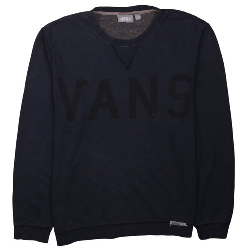 Vans Mens Blue Logo Crew Neck Pullover Sweatshirt Size L