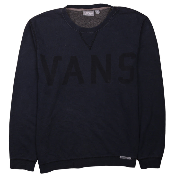 Vans Mens Blue Logo Crew Neck Pullover Sweatshirt Size L