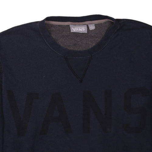 Vans Mens Blue Logo Crew Neck Pullover Sweatshirt Size L