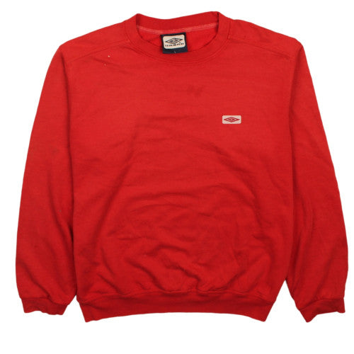 Umbro Men Red Crew Neck Pullover Sweatshirt L Regular Fit