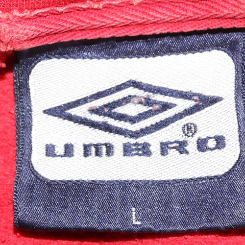 Umbro Men Red Crew Neck Pullover Sweatshirt L Regular Fit