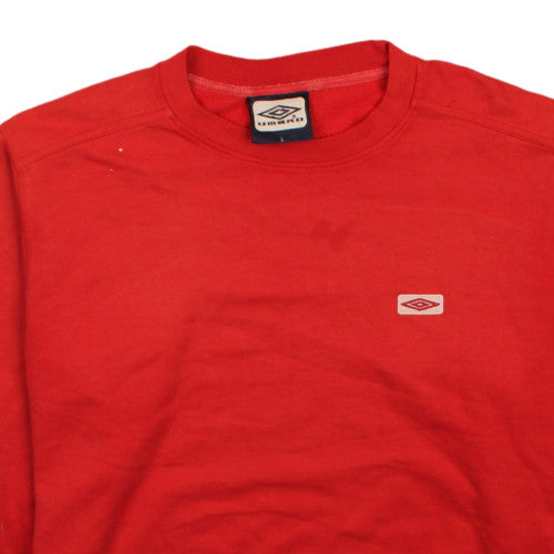 Umbro Men Red Crew Neck Pullover Sweatshirt L Regular Fit