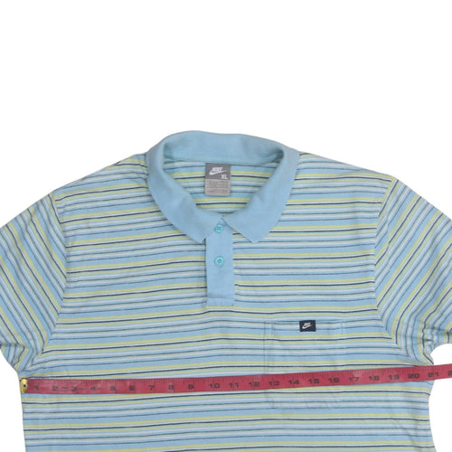 Nike Men's Blue Striped Cotton Polo Shirt XL
