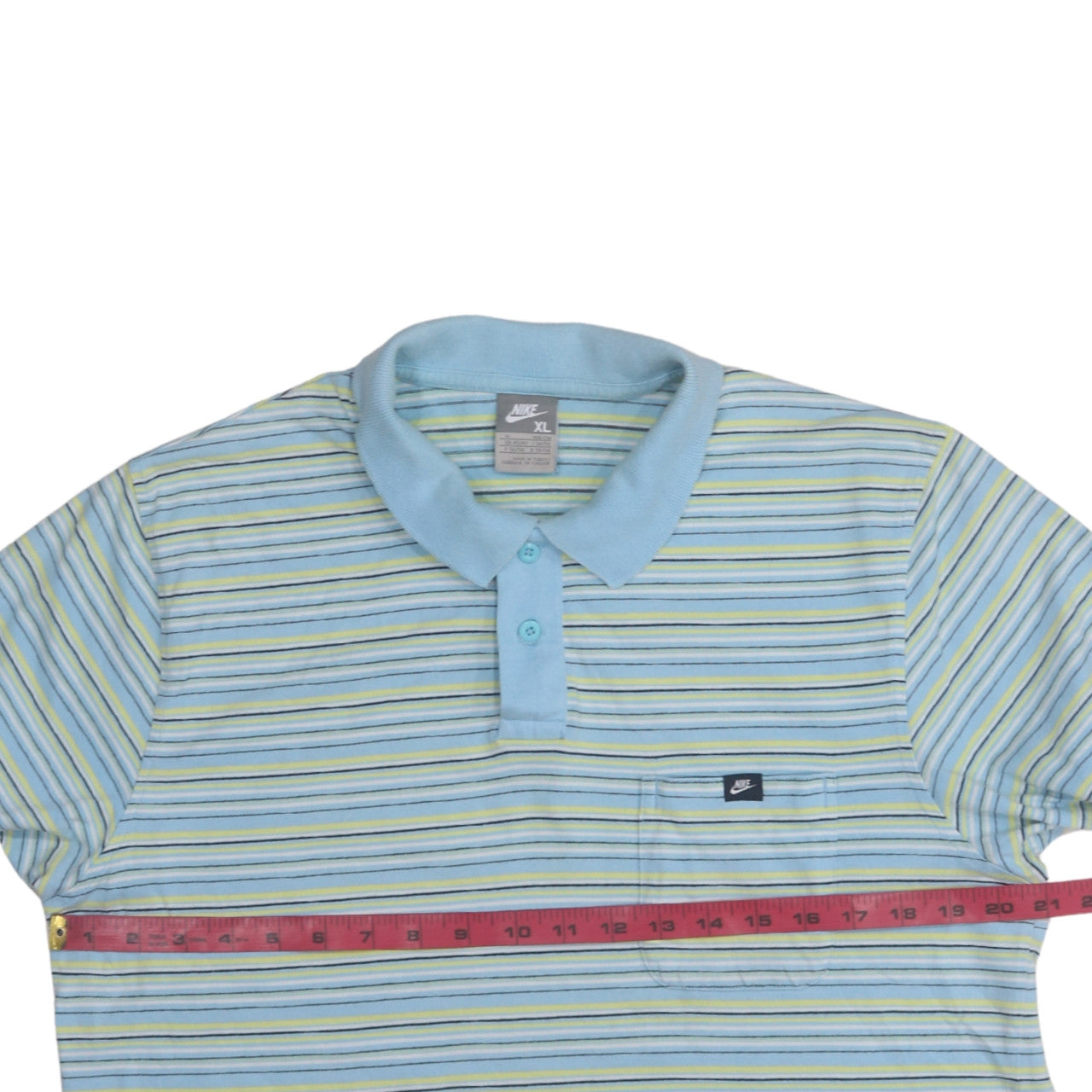 Nike Men's Blue Striped Cotton Polo Shirt XL