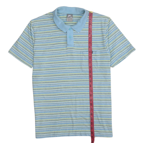 Nike Men's Blue Striped Cotton Polo Shirt XL