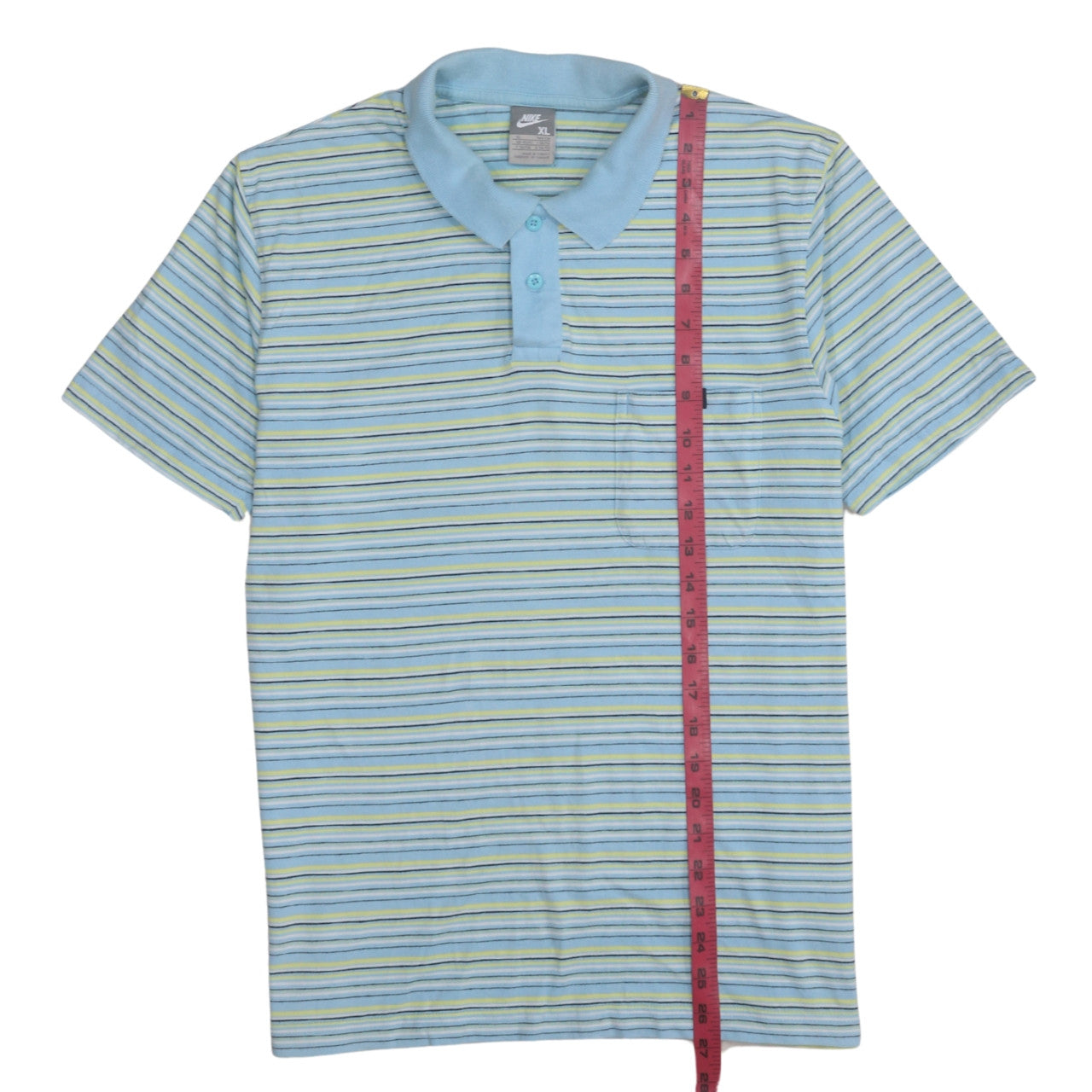 Nike Men's Blue Striped Cotton Polo Shirt XL