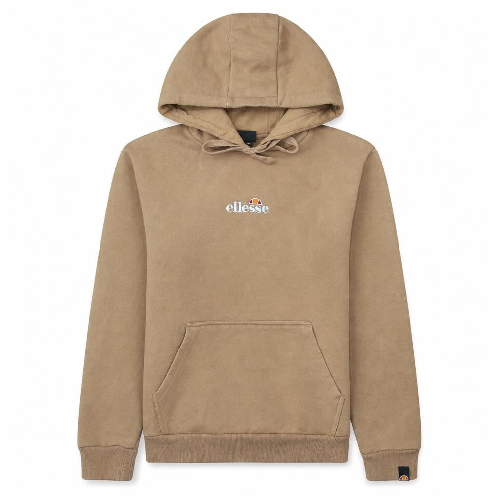 Front view of Ellesse women’s beige pullover hoodie uk 8 cotton blend casual