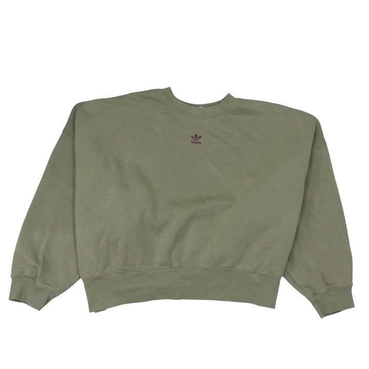 Adidas Women Khaki Green Crew Neck Pullover Sweatshirt Size 22