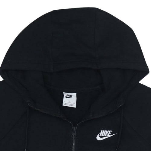 Nike Women Black Full Zip Hoodie Small Cotton Blend Lined Sportswear