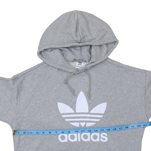Adidas Mens Grey Pullover Hoodie L Logo Graphic Hooded Sweatshirt