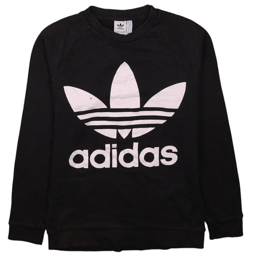 Adidas Womens Black XS Pullover Sweatshirt with Logo Print