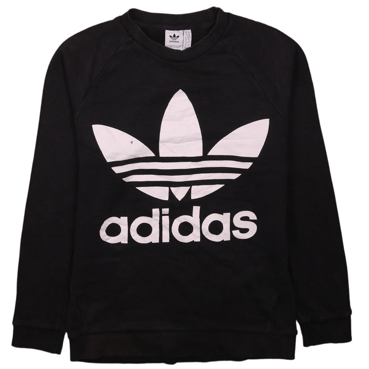 Adidas Womens Black XS Pullover Sweatshirt with Logo Print