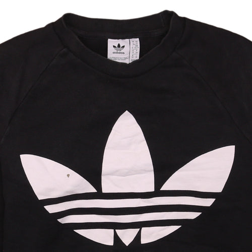 Adidas Womens Black XS Pullover Sweatshirt with Logo Print