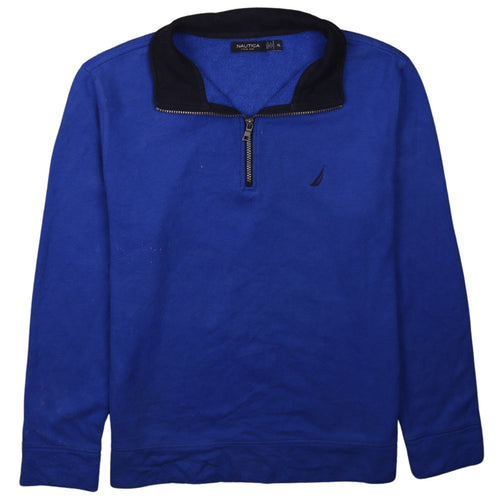 Nautica Men's Blue Fleece 1/4 Zip Pullover Sweatshirt XL