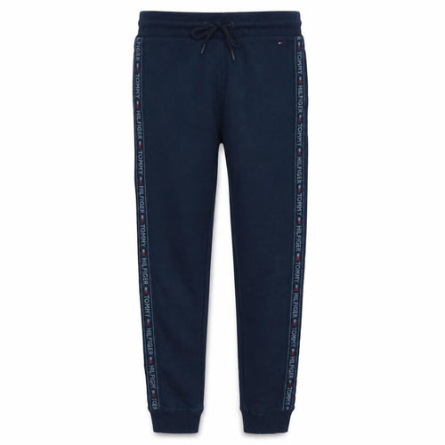 Tommy Hilfiger Boys Blue Jogger Trousers Size S Elastic Waist Side Stripe