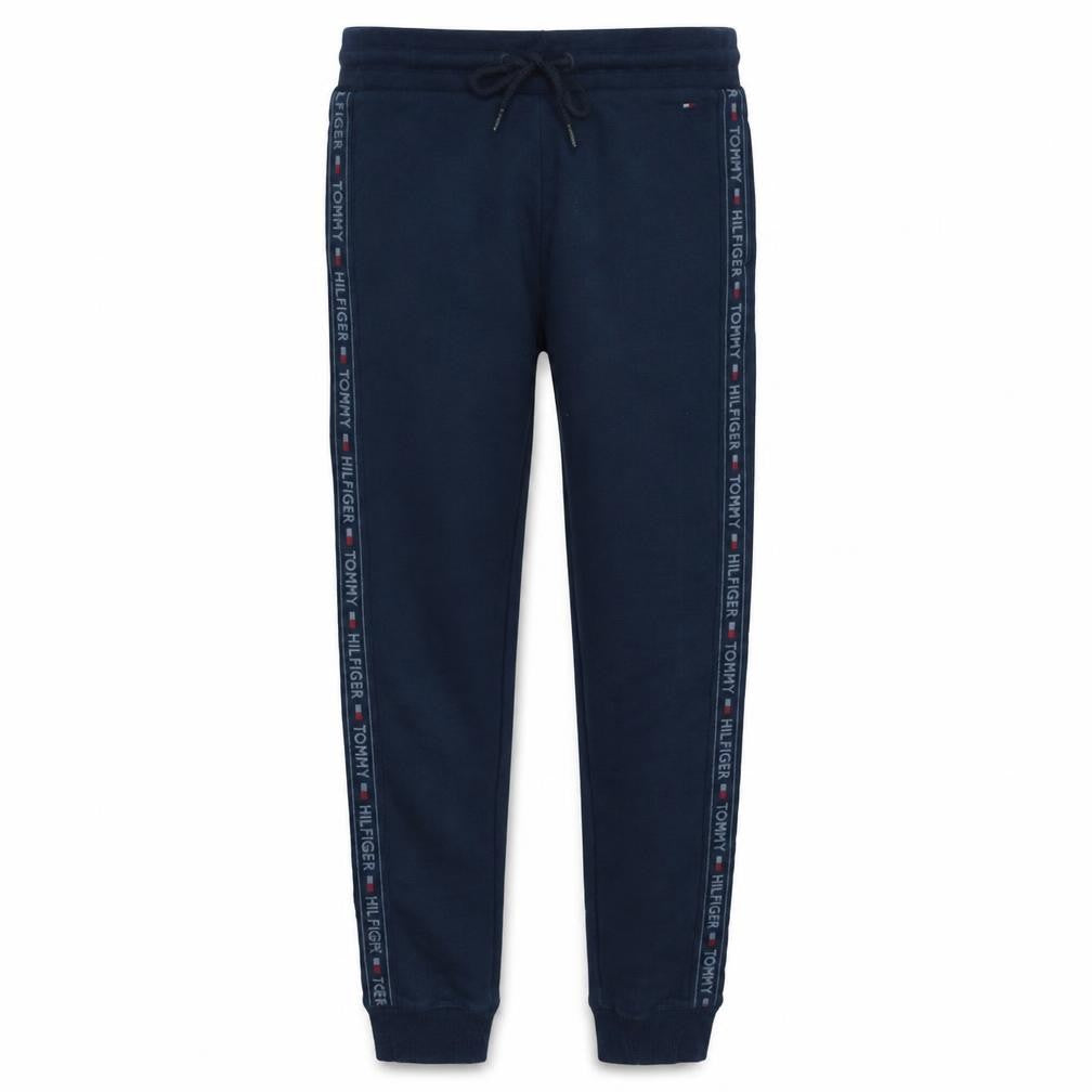 Tommy Hilfiger Boys Blue Jogger Trousers Size S Elastic Waist Side Stripe