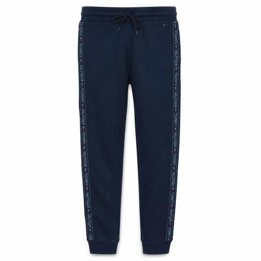 Tommy Hilfiger Boys Blue Jogger Trousers Size S Elastic Waist Side Stripe