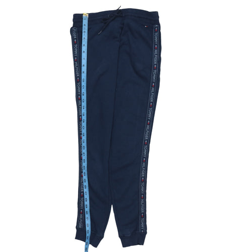 Tommy Hilfiger Boys Blue Jogger Trousers Size S Elastic Waist Side Stripe