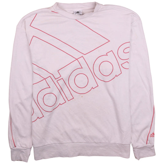 Adidas Womens Pink Crew Neck Pullover Sweatshirt L Logo Graphic