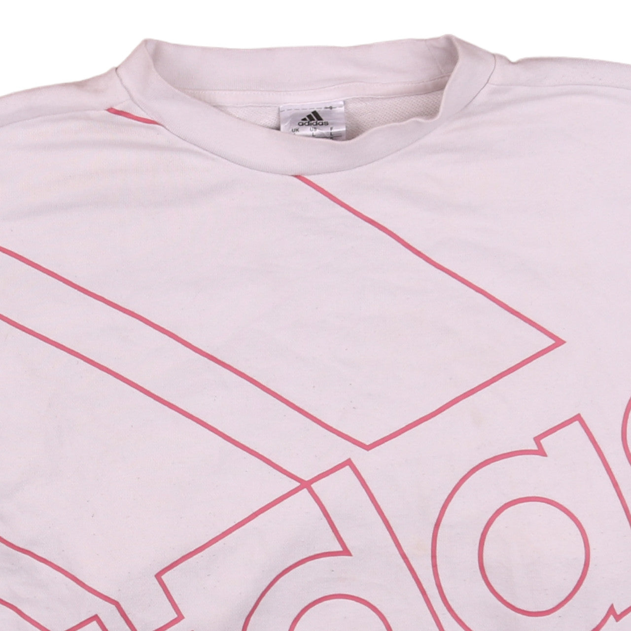Adidas Womens Pink Crew Neck Pullover Sweatshirt L Logo Graphic
