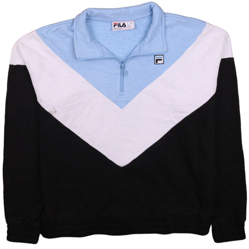 FILA Mens Multicoloured 1/2 Zip Sweatshirt L Colour Block Fleece Top
