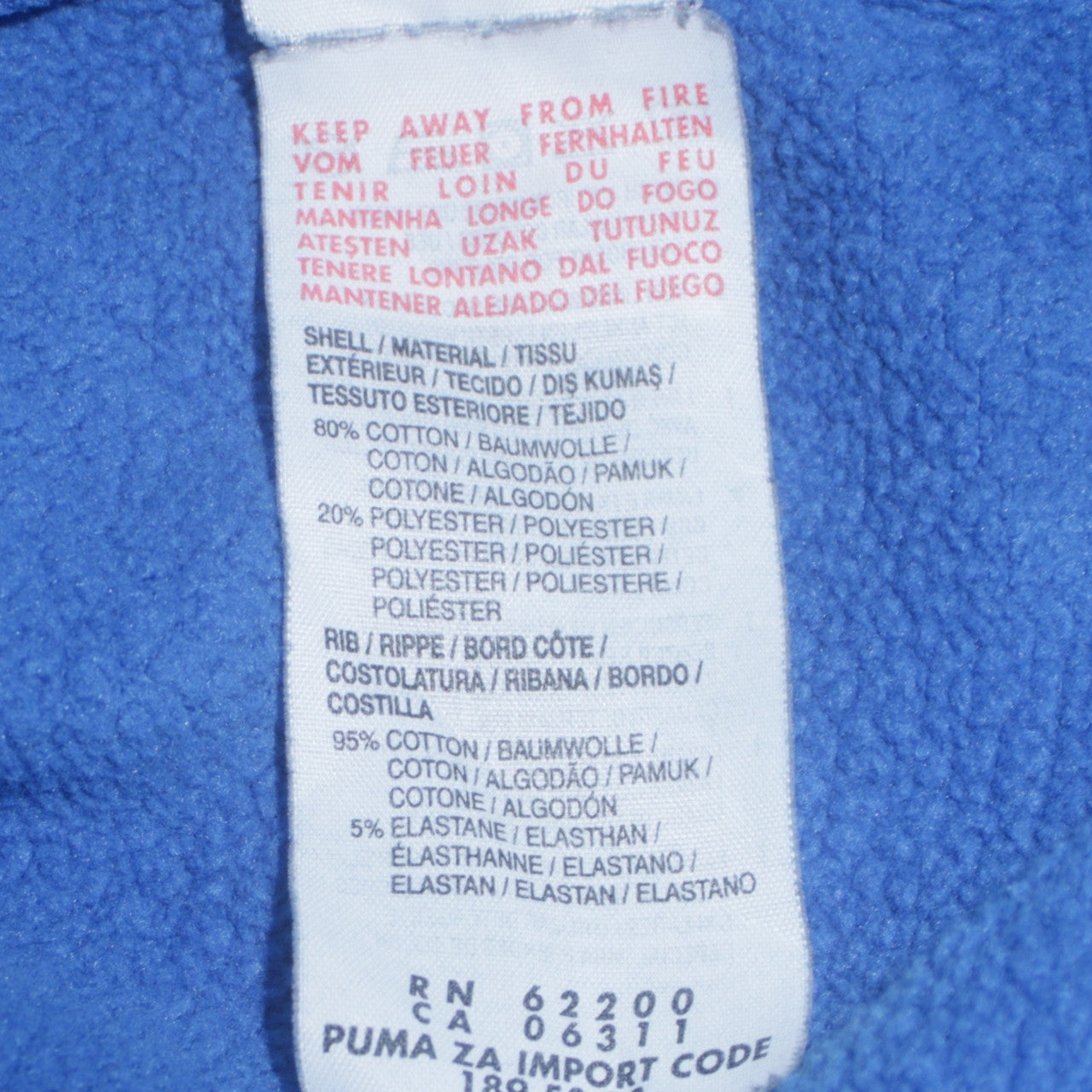 Puma Men's Blue Full Zip Hoodie M Sports Fleece Sweatshirt