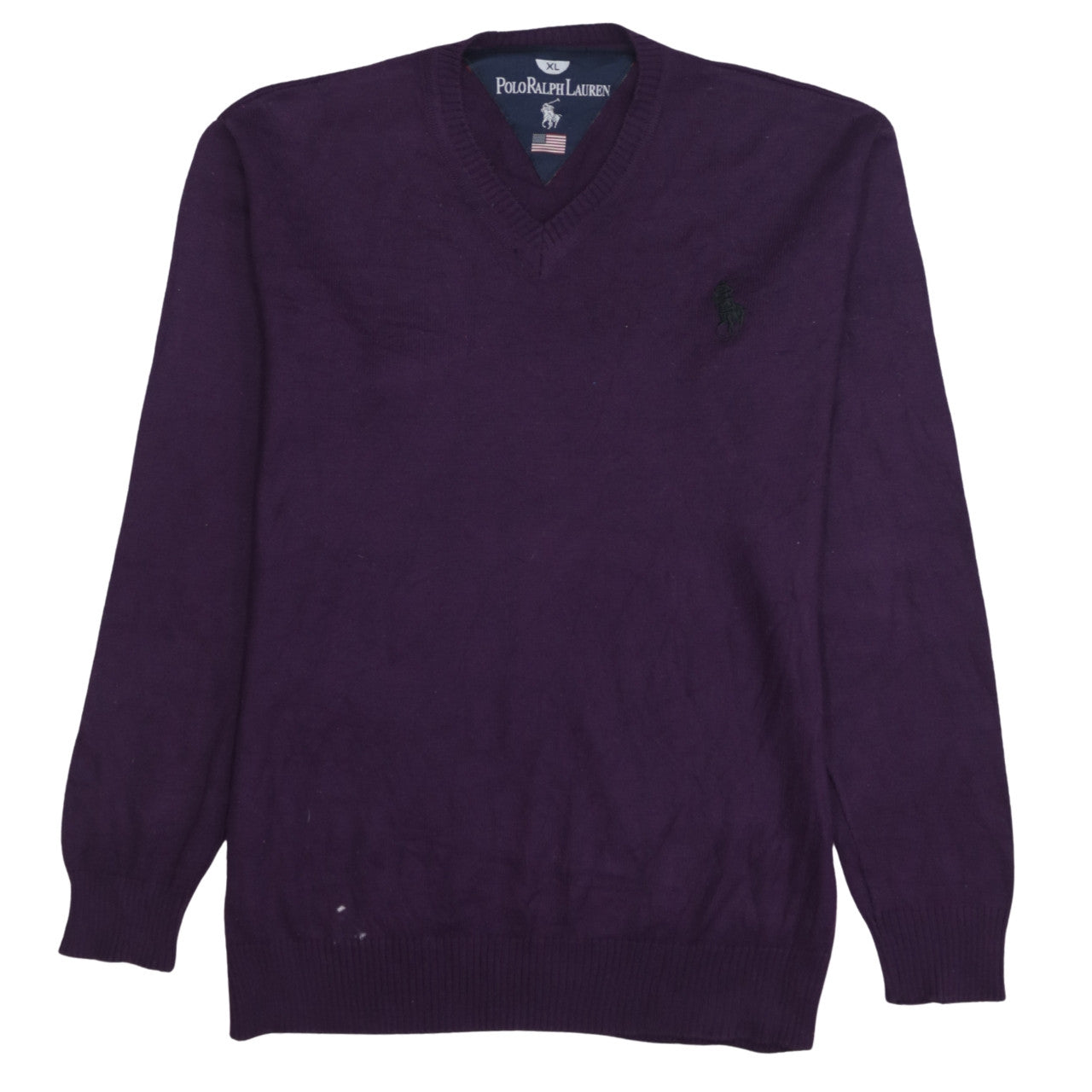 Polo Ralph Lauren Men’s Purple V-Neck Cotton Jumper XL