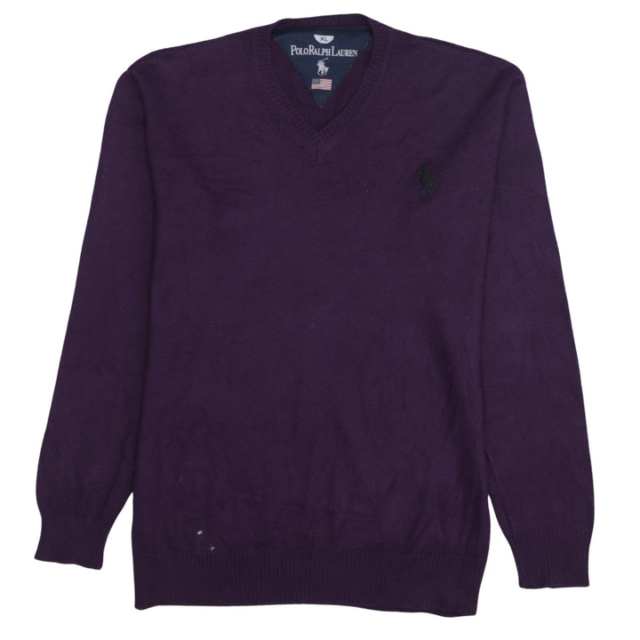 Polo Ralph Lauren Men’s Purple V-Neck Cotton Jumper XL