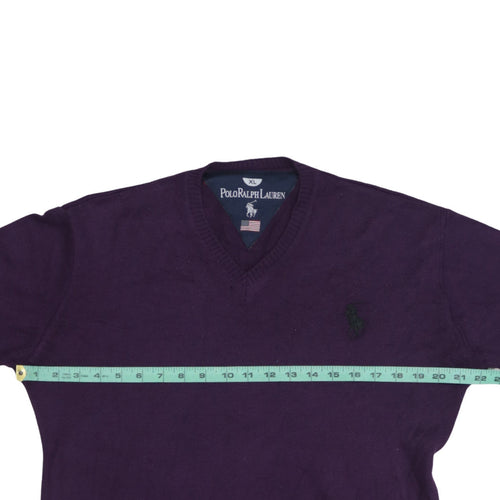 Polo Ralph Lauren Men’s Purple V-Neck Cotton Jumper XL