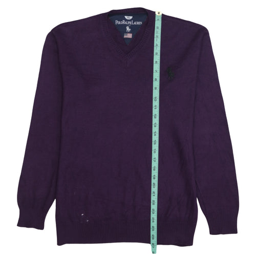 Polo Ralph Lauren Men’s Purple V-Neck Cotton Jumper XL