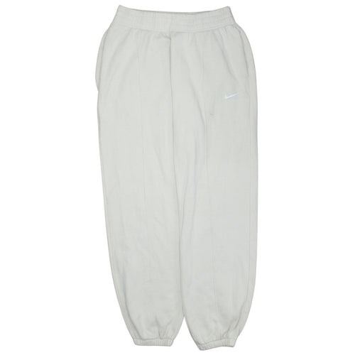 Nike Women's White Fleece Sweatpants Small Elastic Waist Logo