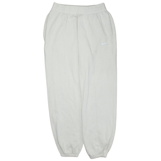 Nike Women's White Fleece Sweatpants Small Elastic Waist Logo