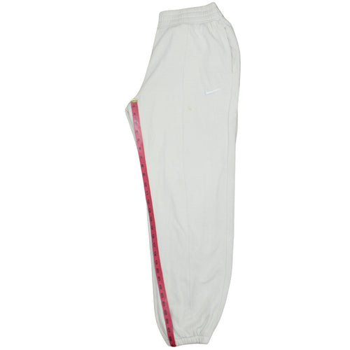 Nike Women's White Fleece Sweatpants Small Elastic Waist Logo