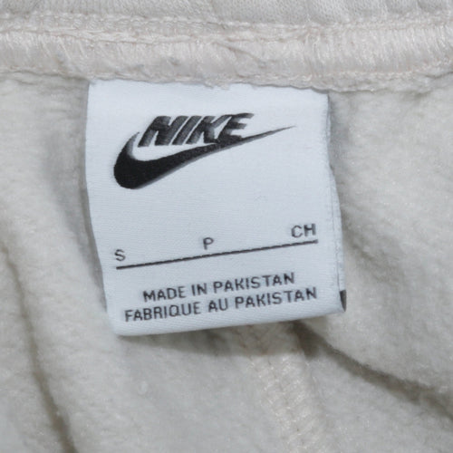 Nike Women's White Fleece Sweatpants Small Elastic Waist Logo