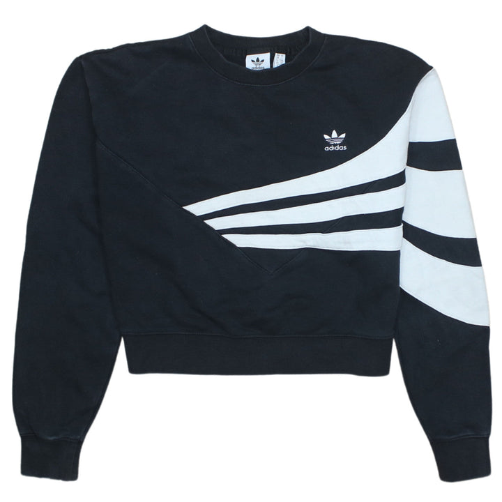 Adidas Womens Black & White Crew Neck Pullover Sweatshirt UK 10