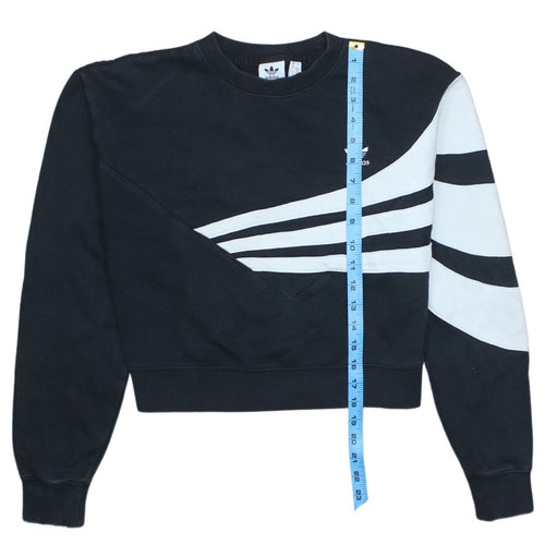 Adidas Womens Black & White Crew Neck Pullover Sweatshirt UK 10