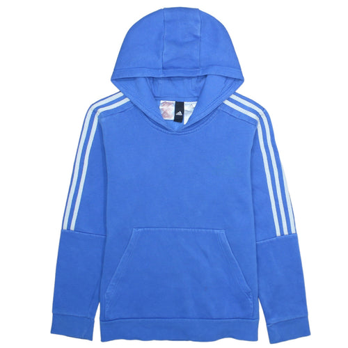 Adidas Boys Blue Pullover Hoodie 13-14 Years Hooded Fleece Sweatshirt