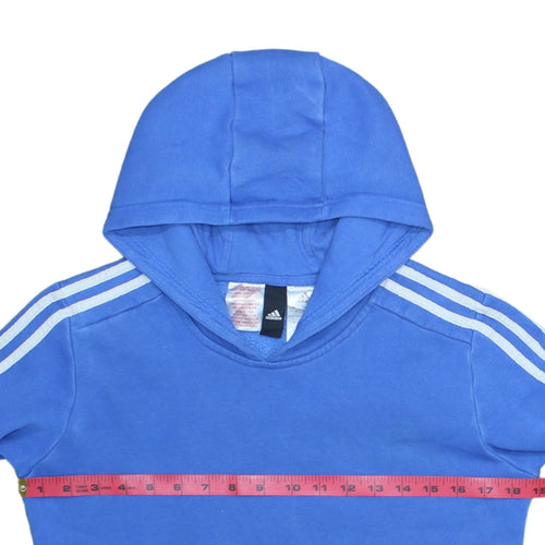 Adidas Boys Blue Pullover Hoodie 13-14 Years Hooded Fleece Sweatshirt