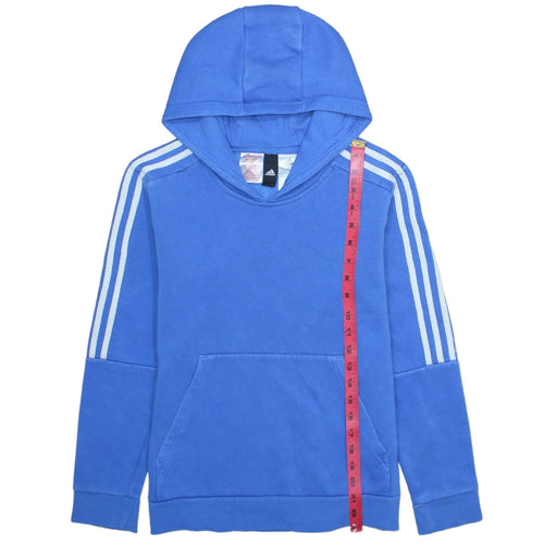 Adidas Boys Blue Pullover Hoodie 13-14 Years Hooded Fleece Sweatshirt